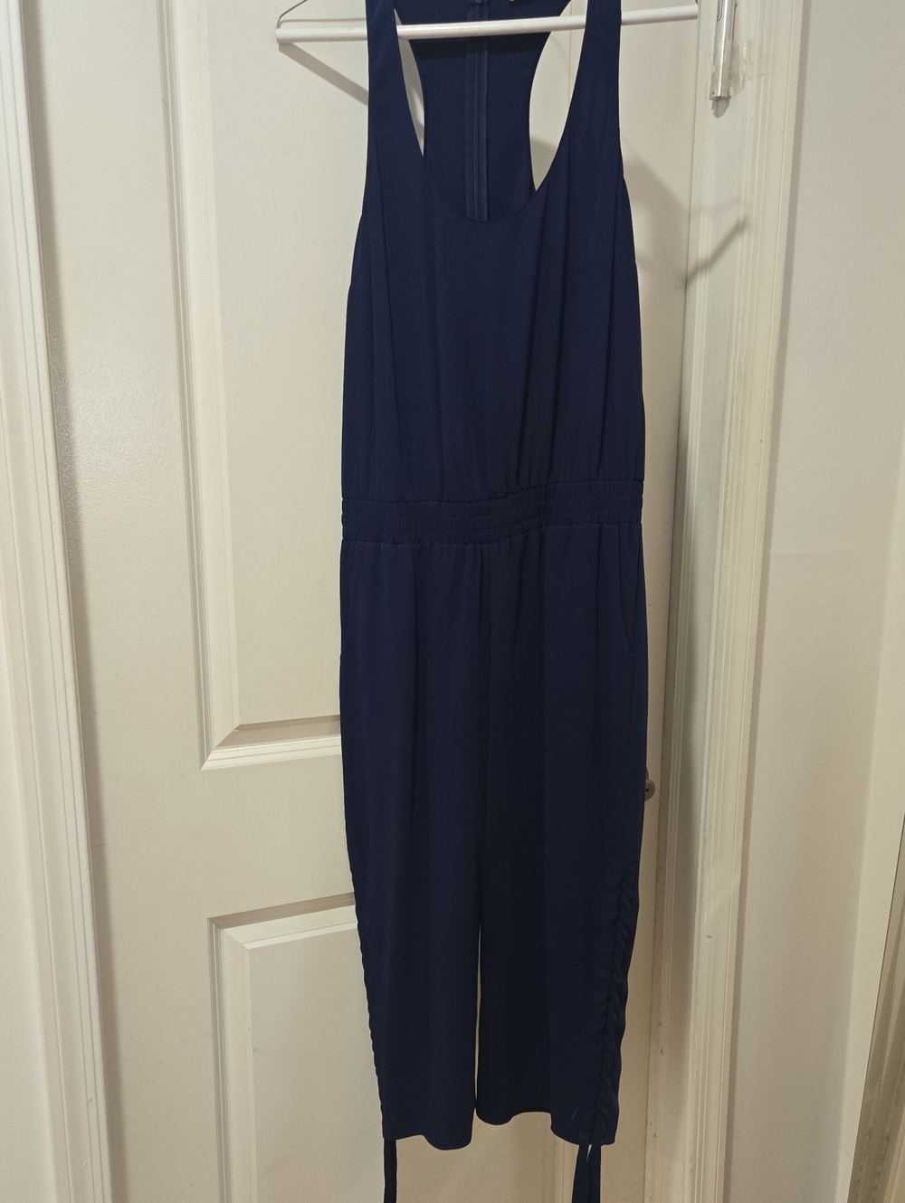 Amanda Uprichard Navy Racerback Wide-Leg Jumpsuit